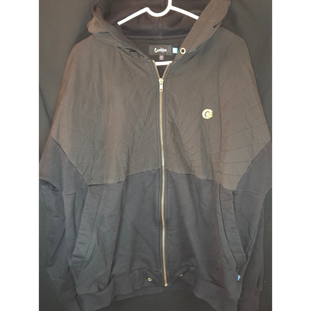 Cookies‎ Black Quilted Full Zip Hooded Jacket Women's Size 2XL